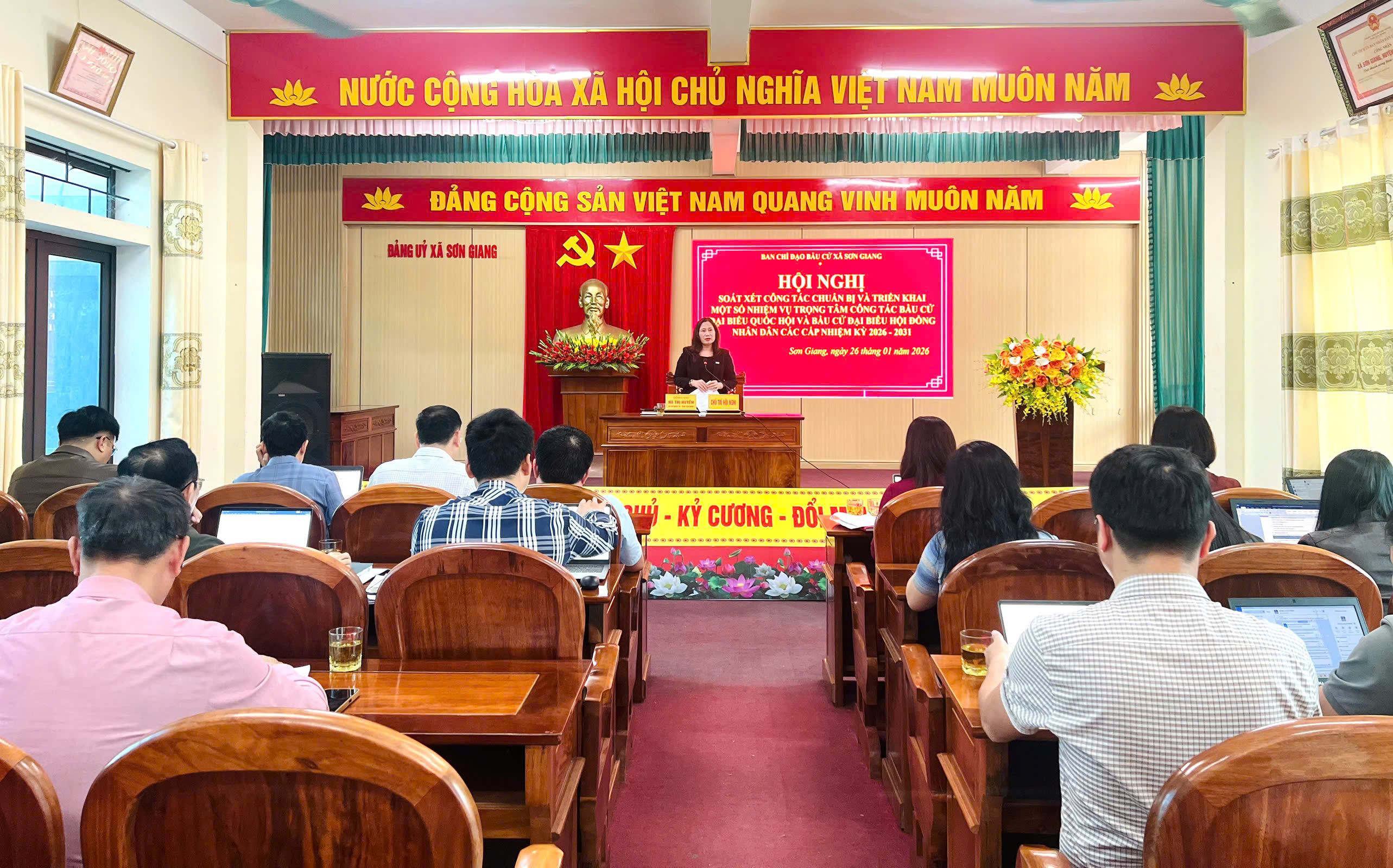 BCĐ bầu cử xã Sơn Giang: Soát xét, triển khai nhiệm vụ trọng tâm chuẩn bị bầu cử đại biểu Quốc hội khóa XVI và HĐND các cấp