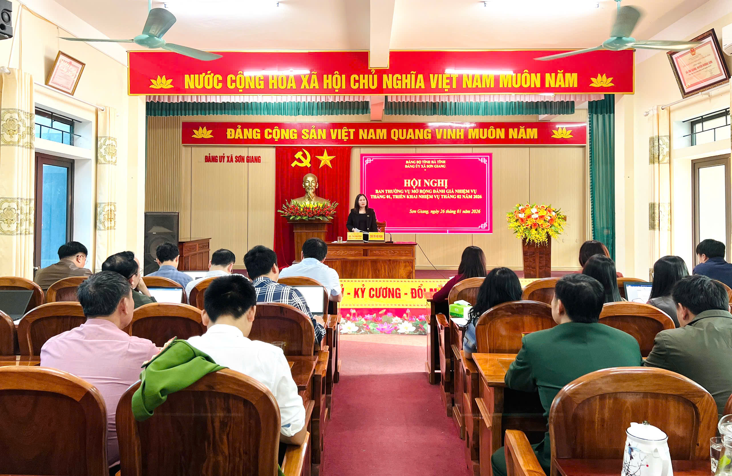 BTV Đảng ủy xã họp mở rộng đánh giá nhiệm vụ tháng 01, triển khai phương hướng nhiệm vụ tháng 02 năm 2026