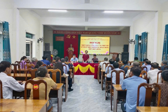 UBND xã Sơn Giang tổ chức Hội nghị triển khai công tác ứng phó với áp thấp nhiệt đới.