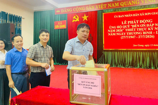 Sơn Giang phát động ủng hộ Quỹ "Đền ơn đáp nghĩa" năm 2026 