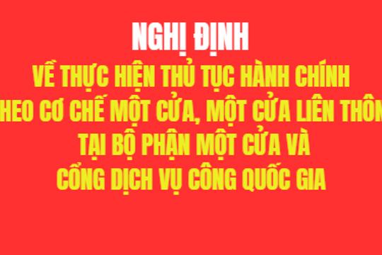 Nghị định Về thực hiện thủ tục hành chính theo cơ chế Một cửa, một cửa liên thông tại Bộ phận Một cửa và Cổng Dịch vụ công quốc gia