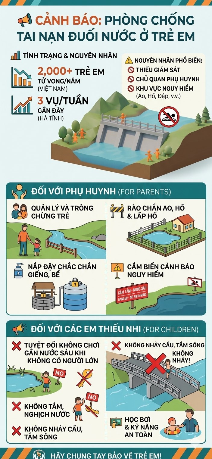 CẢNH BÁO TÌNH HÌNH TAI NẠN ĐUỐI NƯỚC Ở TRẺ EM 